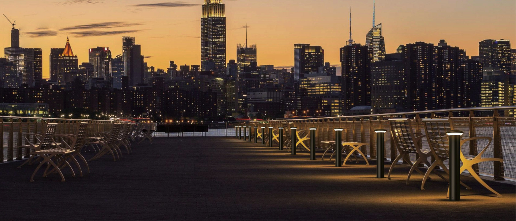 Bollards on pier